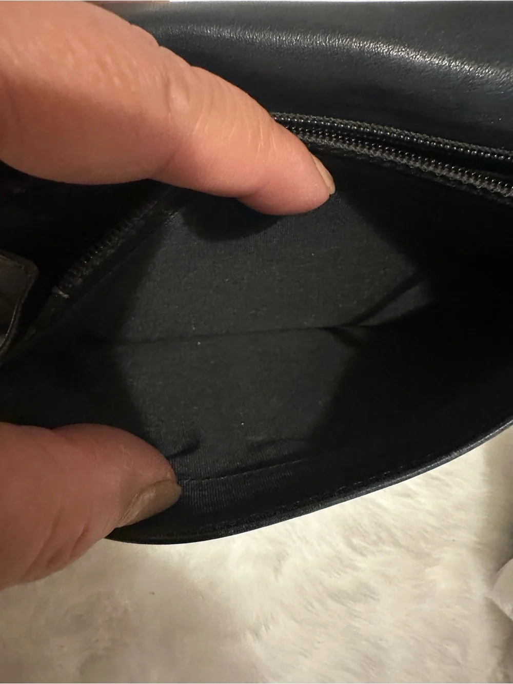 CHANEL Black Leather Zip Pouch